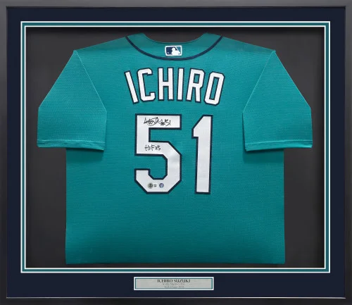 Seattle Mariners Ichiro Suzuki Autographed Framed Teal Nike Jersey IS Holo & "HOF 25" Beckett BAS Witness Stock #249473