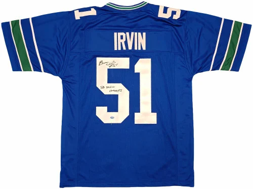 Seattle Seahawks Bruce Irvin Autographed Blue Throwback Jersey "SB XLVIII Champs" MCS Holo Stock #257839