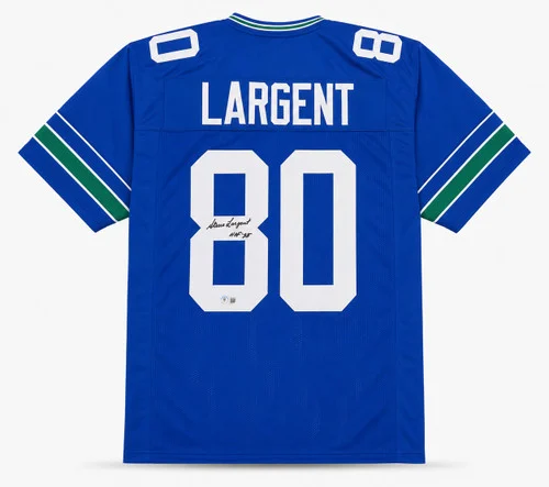Seattle Seahawks Steve Largent Autographed Blue Throwback Jersey "HOF 95" Beckett BAS Witness Stock #263342