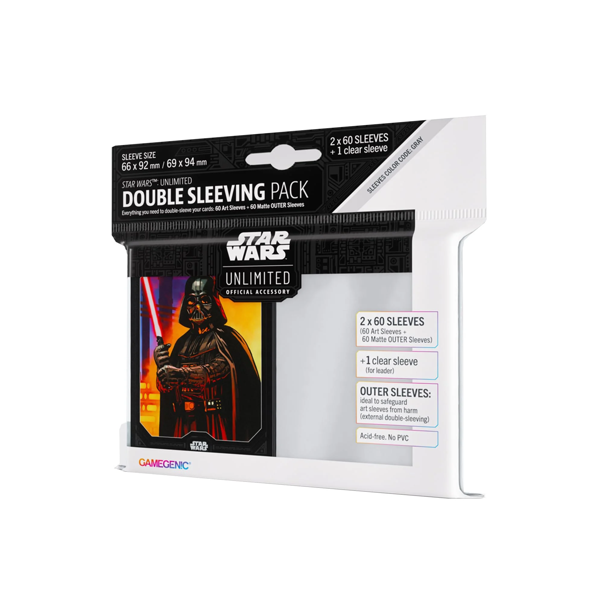 Star Wars Unlimited Darth Vader Double SLEEVING Pack - Officially Licensed Set of 60 Art Sleeves + 60 Matte Outer Sleeves + 1 Clear Sleeve, Optimized for TCGs & LCGs, Made by Gamegenic…