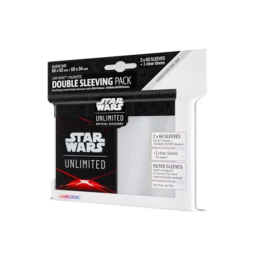 Star Wars Unlimited Space Red Double SLEEVING Pack - Officially Licensed Set of 60 Art Sleeves + 60 Matte Outer Sleeves + 1 Clear Sleeve, Optimized for TCGs & LCGs, Made by Gamegenic…