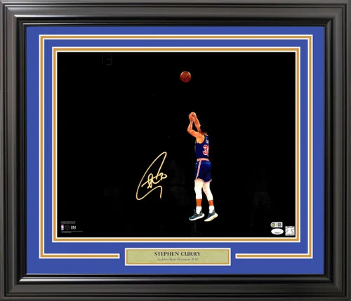 Stephen Curry Autographed Framed 16x20 Photo Golden State Warriors Spotlight JSA Stock #265809
