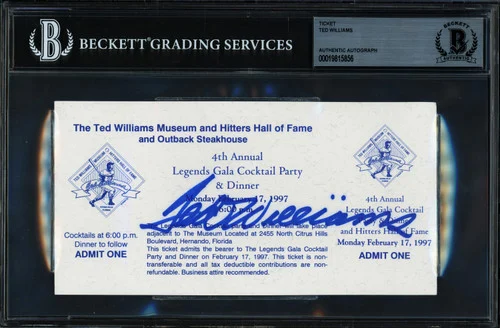 Ted Williams Autographed 1997 Ticket Boston Red Sox Beckett BAS #19815856