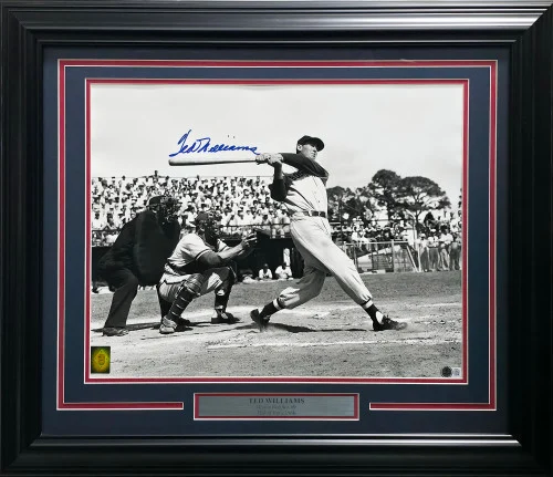 Ted Williams Autographed Framed 16x20 Photo Boston Red Sox Beckett BAS Stock #265815