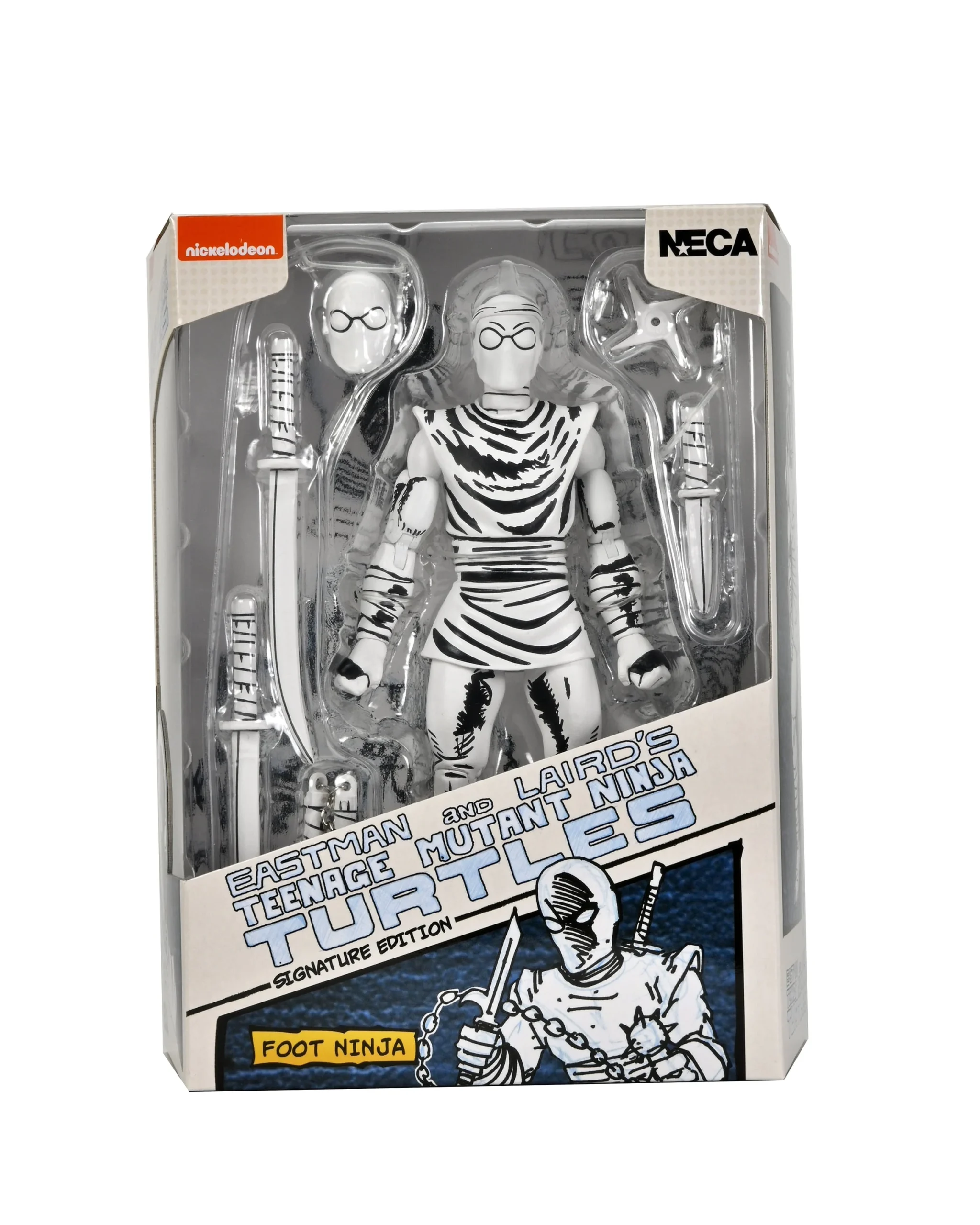Teenage Mutant Ninja Turtles (Mirage Comics) 7" Black & White Foot Ninja Action Figure, by NECA