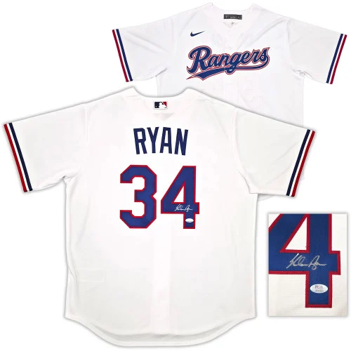 Texas Rangers Nolan Ryan Autographed White Nike Jersey Size XXL PSA/DNA ITP Stock #257232