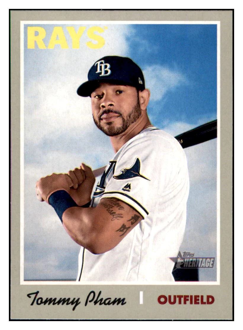 Tommy Pham Tampa Bay Rays 2019 Topps Heritage #194 Baseball Card TMH1B_1a