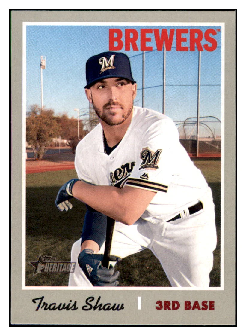 Travis Shaw's 2019 Topps Heritage Brewers Showcase Card #231 TMH1B_1b
