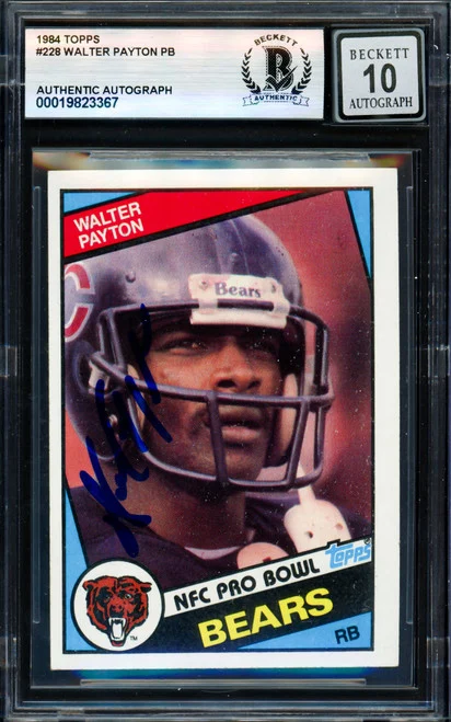 Walter Payton Autographed 1984 Topps Card #228 Chicago Bears Auto Grade Gem Mint 10 Beckett BAS #19823367