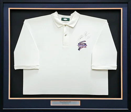 Walter Payton Autographed Framed Outer Banks Sweetness White Polo Chicago Bears JSA #C88894