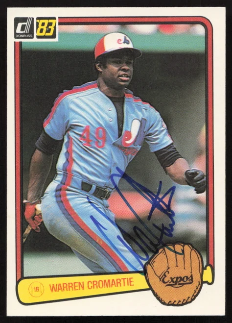 Warren Cromartie Autographed 1983 Donruss Card #466 Montreal Expos SKU #263742