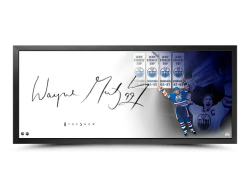 Wayne Gretzky Autographed Framed The Show 'Banners' 18x44 Photo Edmonton Oilers UDA Holo Stock #261616
