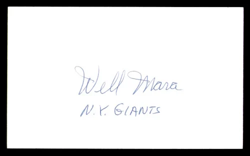 Wellington Well Mara Autographed 3x5 Index Card New York Giants Owner SKU #248533