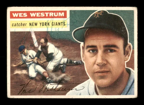 Wes Westrum Autographed 1956 Topps Card #156 New York Giants SKU #198419