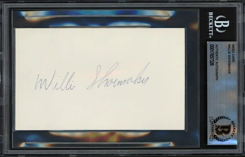 Willie Shoemaker Autographed 3x5 Index Card Jockey Beckett BAS Stock #239953