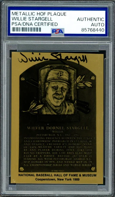 Willie Stargell Autographed 1989 Hall of Fame HOF Metallic Plaque Pittsburgh Pirates PSA/DNA #85768440