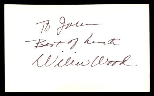Willie Wood Autographed 3x5 Index Card Green Bay Packers "To John" SKU #248585