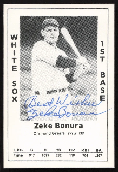 Zeke Bonura Autographed 1979 Diamond Greats Card #139 Chicago White Sox SKU #264535